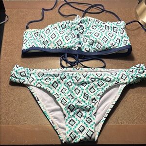 Bar III Blue and Green Geometric Bikini Set